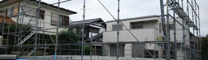 習志野市のG様邸にて新築住宅の足場工事