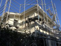 木造二階建ての仮設足場の組み立て工事｜千葉県船橋市のG様邸にて足場工事