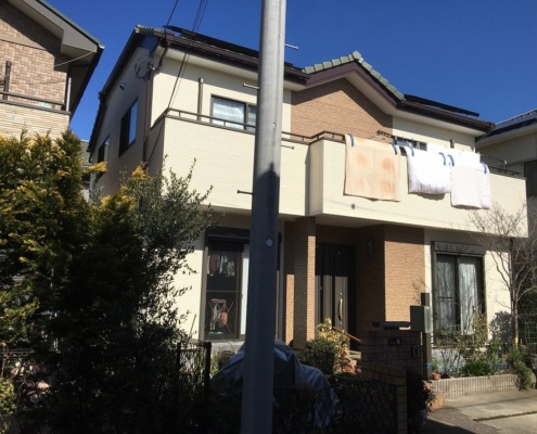 木造二階建ての外壁・付帯部の塗装工事(ツートンカラー)