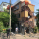 木造二階建てアパートの仮設足場の組み立て