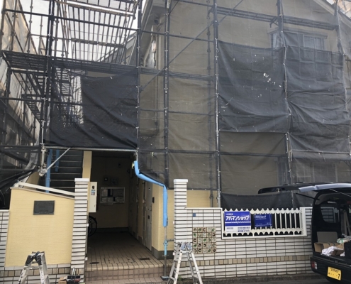 アパートの足場の施工事例