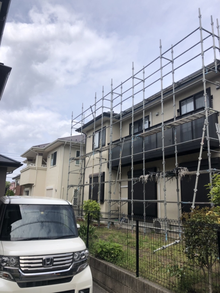 戸建て住宅の足場組み立て工事