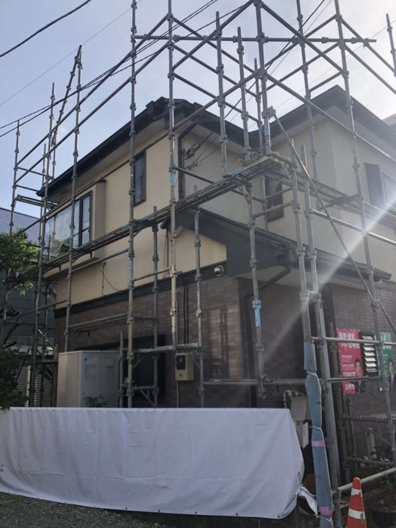 塗装工事に伴う足場組み立て